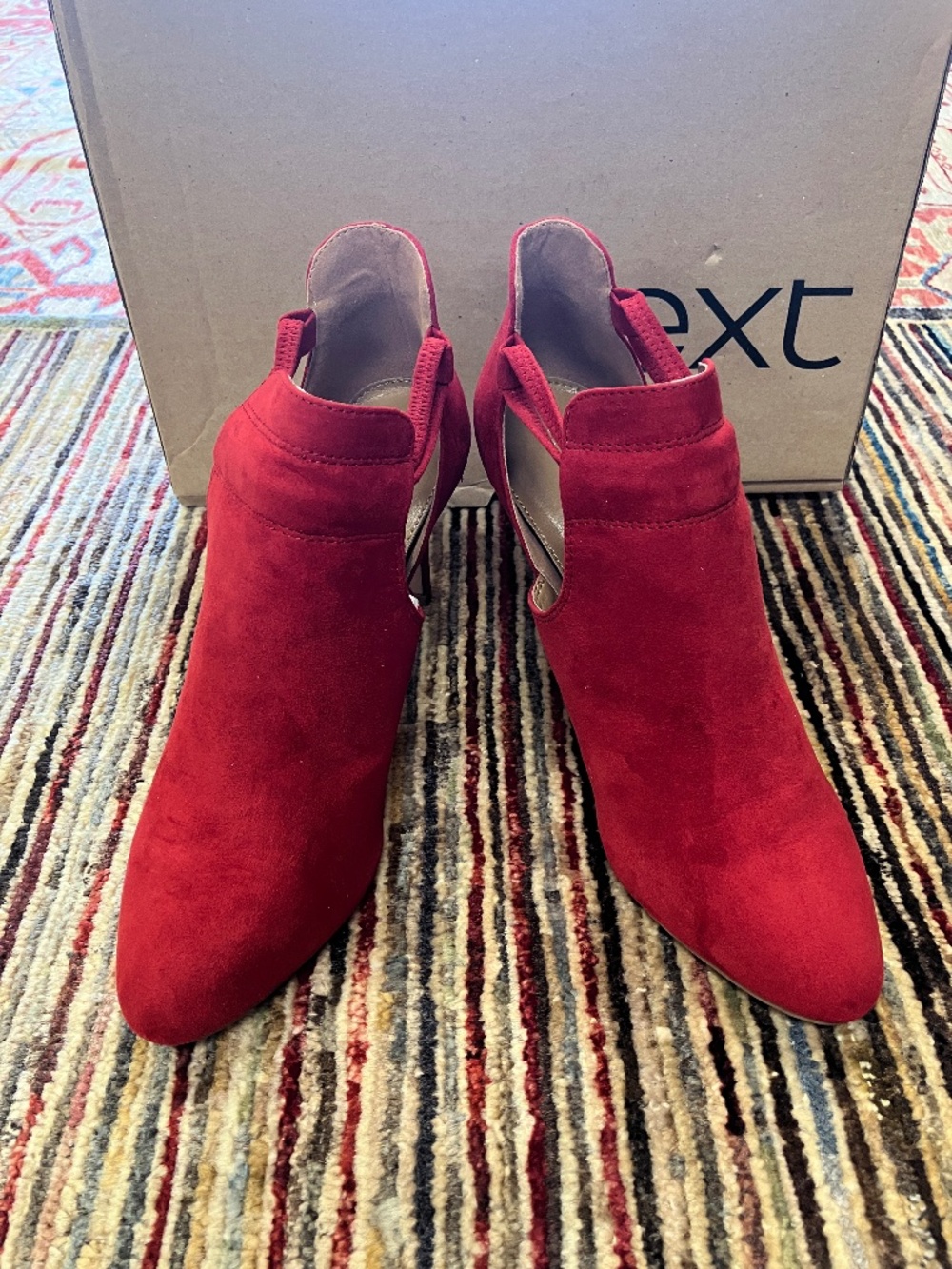 NEW Women's Next Red Suede Heeled Shoes Boots - 8.5 - 9 USA (UK 6.5 * 40)